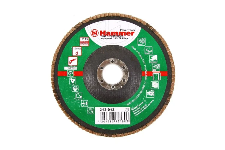 Круг Лепестковый Торцевой (КЛТ) HAMMER КЛТ 1 Ф150х22 Р80 213-012 купить в Нижневартовске