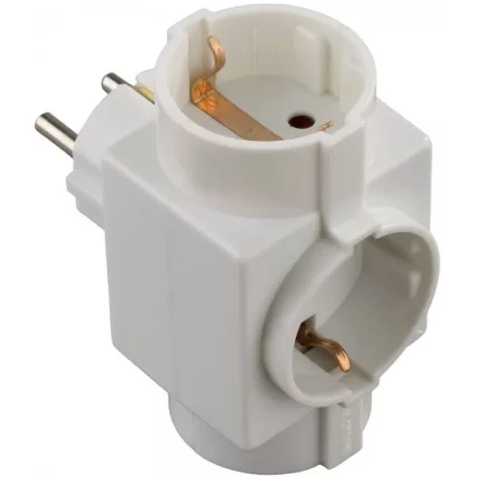 Тройник СВЕТОЗАР электрический с заземлением и защитной шторкой, 3 гнезда SV-55095 купить в Нижневартовске