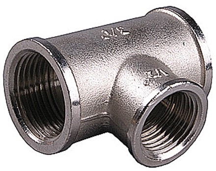 Тройник GENERAL FITTINGS переходной, никелированная латунь, г/г/г, 1&quot;-1/2&quot;-1&quot; 51060-1-1/2-1 купить в Нижневартовске