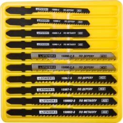 Набор STAYER &quot;PROFI&quot; Пилки &quot;МАСТЕР №3&quot; для эл/лобзика, по дереву, мет. и пластику, EU-хвост.,10шт 15981-H10-3