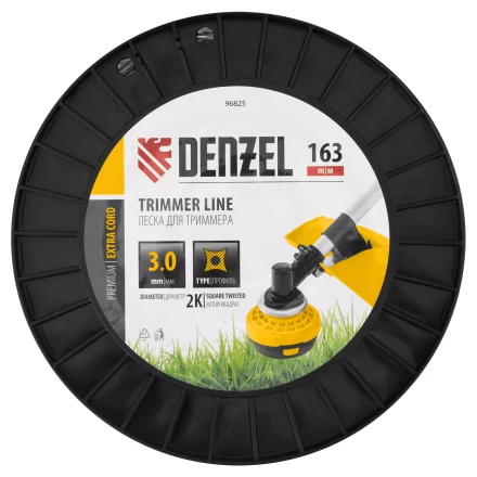 Леска для триммера двухкомпонентная витой квадрат Denzel, 3,0мм х 163м, на DIN катушке EXTRA CORD 96825 купить в Нижневартовске