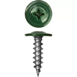 Саморезы ЗУБР с прессшайбой по листовому металлу до 0,9 мм, окрашенные в RAL-6005, PH2, 4,2х16 мм, 500шт 300191-42-016-6005