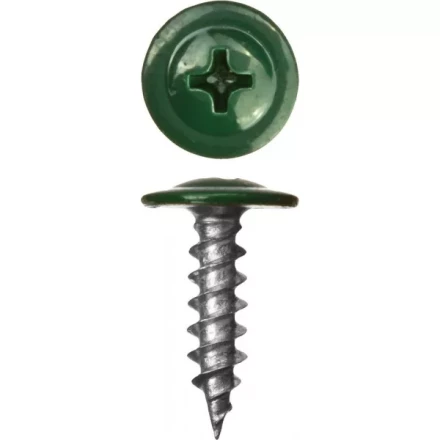 Саморезы ЗУБР с прессшайбой по листовому металлу до 0,9 мм, окрашенные в RAL-6005, PH2, 4,2х16 мм, 500шт 300191-42-016-6005 купить в Нижневартовске