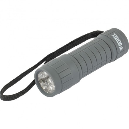 Фонарь светодиодный серый корпус с мягким покрытием 9 Led 3хААА Denzel 92612 купить в Нижневартовске