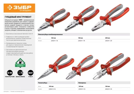 Тонкогубцы ЗУБР &quot;СТАНДАРТ&quot;, 160мм 22024-3-16 купить в Нижневартовске