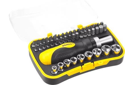 Набор STAYER "MASTER" "HERCULES": Отвертки, реверс отвертка, биты 35шт, адаптер для торц голов, торц голов 9шт, 46 предм 25084-H46 купить в Нижневартовске