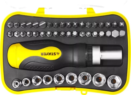 Набор STAYER "MASTER" "HERCULES": Отвертки, реверс отвертка, биты 35шт, адаптер для торц голов, торц голов 9шт, 46 предм 25084-H46 купить в Нижневартовске