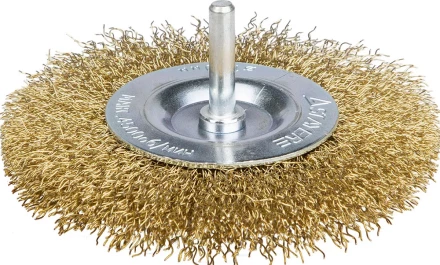 STAYER "PROFESSIONAL". Щетка дисковая для дрели, витая латунированная стальная проволока 0,3мм, 100мм 35114-100_z01 купить в Нижневартовске