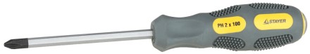 Отвертка STAYER &quot;PROFESSIONAL&quot; &quot;MAX-GRIP&quot; ударная, двухкомпонентная рукоятка, магнит наконечник, Cr-V, PH №1x75мм 25824-1-075 G купить в Нижневартовске