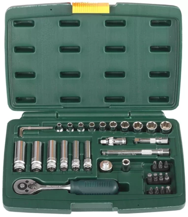 Набор KRAFTOOL "INDUSTRIE QUALITAT" Торцовые головки, 1/2", 1/4", 37 предметов 27881-H37 купить в Нижневартовске