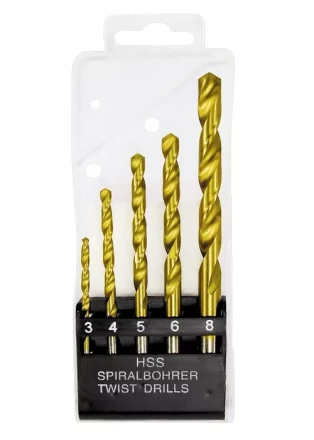 Набор нитридтитановых сверл по металлу 3-4-5-6-8 мм HSS 5 шт пластиковая коробка цилиндрический хвостовик MATRIX 72383 купить в Нижневартовске