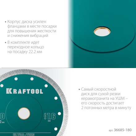 Диск алмазный для УШМ и плиткорезов супертонкие  ULTRA-THIN 36685-180 купить в Нижневартовске