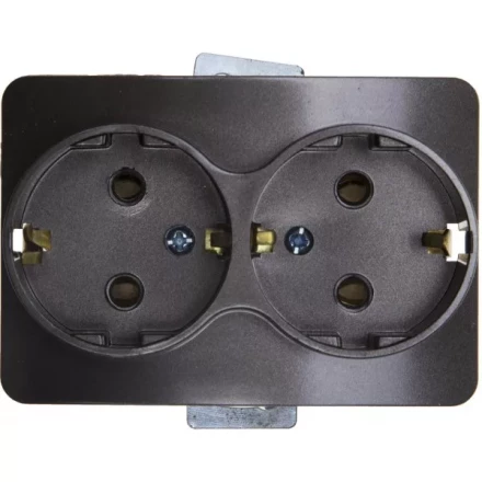 Розетка СВЕТОЗАР "ГАММА" с заземлением, двойная, без вставки и рамки, цвет темно-серый металлик, 16А/~250В SV-54107-DM купить в Нижневартовске