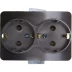 Розетка СВЕТОЗАР "ГАММА" с заземлением, двойная, без вставки и рамки, цвет темно-серый металлик, 16А/~250В SV-54107-DM купить в Нижневартовске