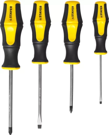 Набор STAYER "MASTER" HERCULES: Отвертки, Cr-V, эргономичная двухкомпонентная рукоятка, 4шт 25055-H4_z02 купить в Нижневартовске