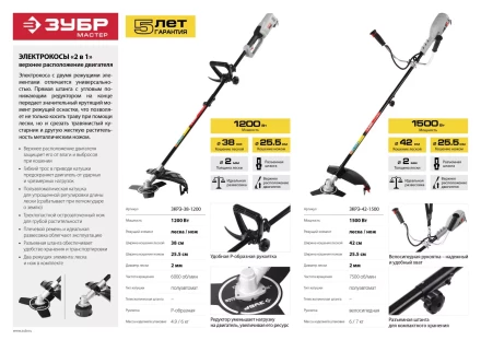 Триммер электрический (электрокоса) ЗКРЭ-42-1500 серия МАСТЕР купить в Нижневартовске