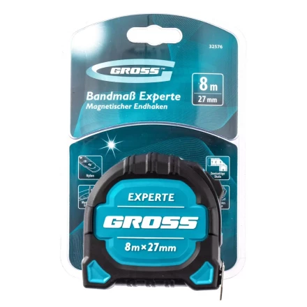 Рулетка нейлон Experte 8м x 27мм двухкомпон. корпус магнит двухстор. Разметка Gross 32576 купить в Нижневартовске