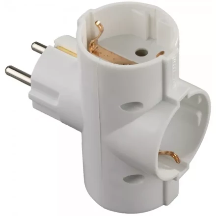 Тройник СВЕТОЗАР электрический с заземлением, 3 гнезда SV-55093 купить в Нижневартовске