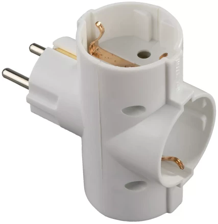 Тройник СВЕТОЗАР электрический с заземлением, 3 гнезда SV-55093 купить в Нижневартовске