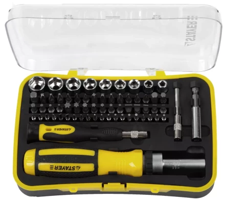 Набор STAYER "MASTER": Отвертка реверсивная с эргономичной ручкой, с насадками, в пластмассовом боксе, 65 предметов 25310-H65 купить в Нижневартовске