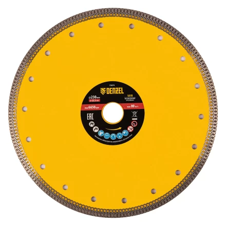 Диск алмазный отрезной 230 х 22,2мм, сплошной, супертонкий, горячий пресс, сухой/мокрый рез// Denzel 73074 купить в Нижневартовске