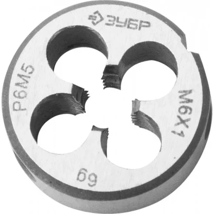 Плашка ЗУБР "ЭКСПЕРТ" круглая машинно-ручная для нарезания метрической резьбы, М6 x 1,0 4-28023-06-1.0 купить в Нижневартовске