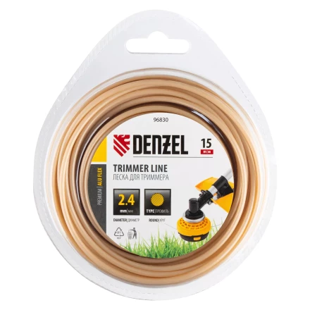 Леска для триммера армированная алюминием круглая, 2,4мм х 15м, блистер ALUFLEX Denzel 96830 купить в Нижневартовске