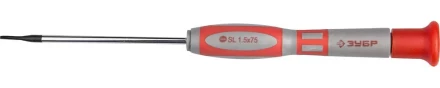 Отвертка ЗУБР "МАСТЕР" для точных работ, Cr-V, SL 1,5x75мм 25631-1.5-075 купить в Нижневартовске