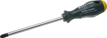 Отвертка KRAFTOOL, Cr-Mo-V закалённый стержень, двухкомпонентная противоскользящ рукоятка, PH 3x150мм 25008-3-150 купить в Нижневартовске