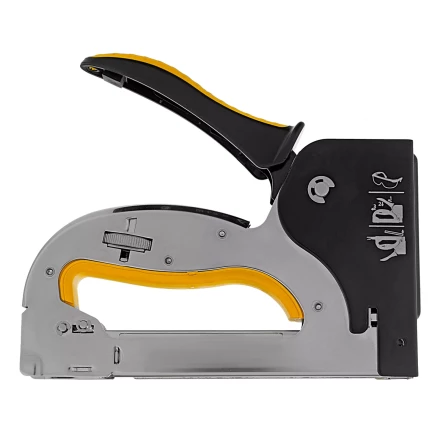 Степлер металл. Denzel 40223, скобы в комплекте, плавная регулировка удара, 2К рукоятка, тип 53, 4-14 мм купить в Нижневартовске