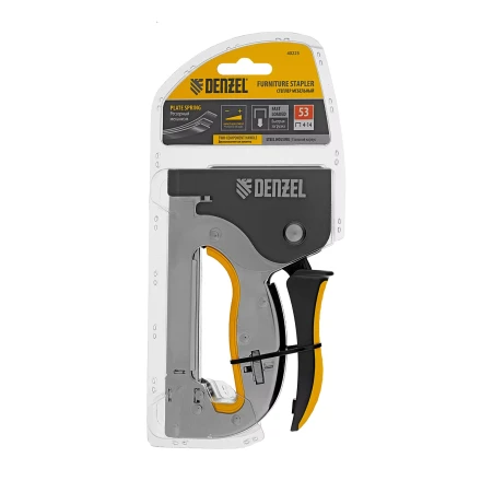 Степлер металл. Denzel 40223, скобы в комплекте, плавная регулировка удара, 2К рукоятка, тип 53, 4-14 мм купить в Нижневартовске