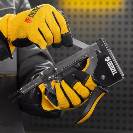 Степлер металл. Denzel 40223, скобы в комплекте, плавная регулировка удара, 2К рукоятка, тип 53, 4-14 мм купить в Нижневартовске