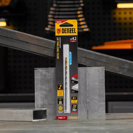 Сверло спиральное по металлу 4,2 х 119 мм, Р6М5, Golden Tip, удлиненное Denzel 718251 купить в Нижневартовске