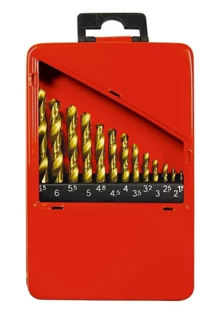 Набор нитридтитановых сверл по металлу 1,5-6,5мм через 0,5мм+3,2мм 4,8мм НSS 13 шт MATRIX 72386 купить в Нижневартовске