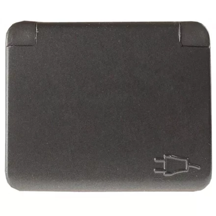 Розетка СВЕТОЗАР "ГАММА" с заземлением, одинарная с крышкой, без вставки и рамки, цвет темно-серый металлик, 16А/~250В SV-54110-DM купить в Нижневартовске