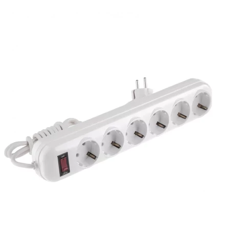 Удлинитель бытовой с заземлением и выключателем 3 м 6 розеток 10 A серия УХз10 Denzel 95981 купить в Нижневартовске