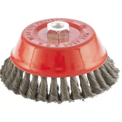 Щетка для УШМ 150 мм М14 "чашка" крученая проволока 0,35 мм MTX 74618