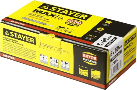Дюбель-гвоздь полипропиленовый, потайный бортик, 6 x 60 мм, 100 шт, STAYER Master 30645-06-060 30645-06-060 купить в Нижневартовске