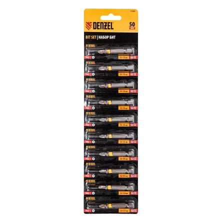 Бита PH2х50, сталь легированная S2, 10 шт., Е 6,3, шестигранный профиль, отрывная упаковка Denzel 11683 купить в Нижневартовске