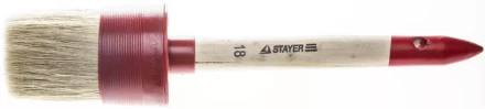 Кисть круглая STAYER "MASTER", светлая натурал. щетина, пластм. корпус, деревян. ручка, №18 x60мм 0141-60 купить в Нижневартовске