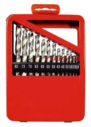 Набор сверл по металлу 2-8 мм (через 0,5 мм) HSS 13 шт металлическая коробка цилиндрический хвостовик MATRIX 72387 купить в Нижневартовске