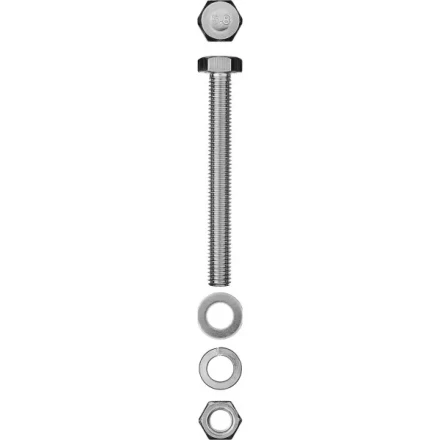 Болт (DIN933) в комплекте с гайкой (DIN934), шайбой (DIN125), шайбой пруж. (DIN127), M8 x 70 мм, 3 шт, ЗУБР 303436-08-070 купить в Нижневартовске