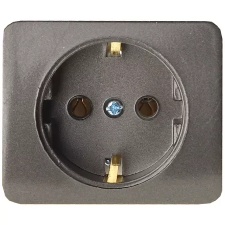 Розетка СВЕТОЗАР "ГАММА" с заземлением, одинарная, без вставки и рамки, цвет темно-серый металлик, 16А/~250В SV-54105-DM купить в Нижневартовске