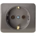 Розетка СВЕТОЗАР "ГАММА" с заземлением, одинарная, без вставки и рамки, цвет темно-серый металлик, 16А/~250В SV-54105-DM купить в Нижневартовске