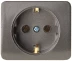 Розетка СВЕТОЗАР "ГАММА" с заземлением, одинарная, без вставки и рамки, цвет темно-серый металлик, 16А/~250В SV-54105-DM купить в Нижневартовске