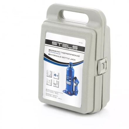 Домкрат гидравлический бутылочный 4 т h подъема 188-363 мм в пластиковом кейсе Stels 51174 купить в Нижневартовске