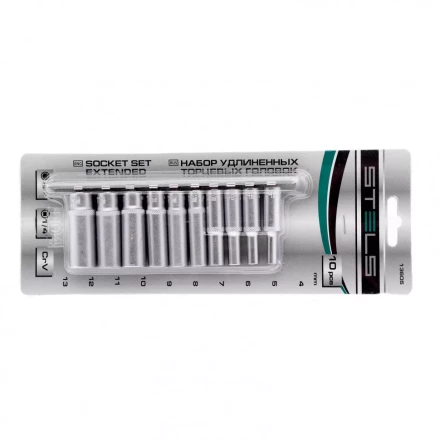 Набор удлиненных торцевых головок 1/4 шестигранные CrV 10 шт 4-13 мм Stels 13605 купить в Нижневартовске