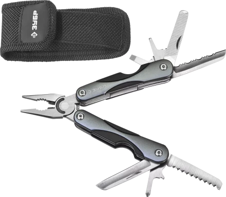 ЗУБР МАСТЕР мультитул 10 в 1 мини металлические ручки, нейлоновый чехол, 86 мм (47750) купить в Нижневартовске