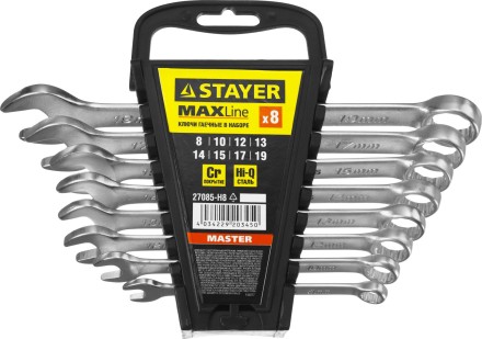 Набор: Ключ STAYER &quot;MASTER&quot; гаечный комбинированный, хромированный, 8-19 мм, 8 шт 27085-H8 купить в Нижневартовске