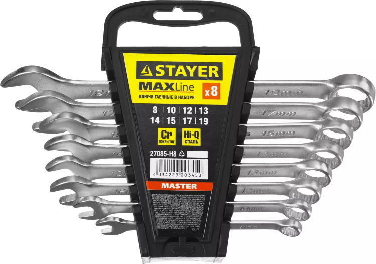 Набор: Ключ STAYER "MASTER" гаечный комбинированный, хромированный, 8-19 мм, 8 шт 27085-H8 купить в Нижневартовске